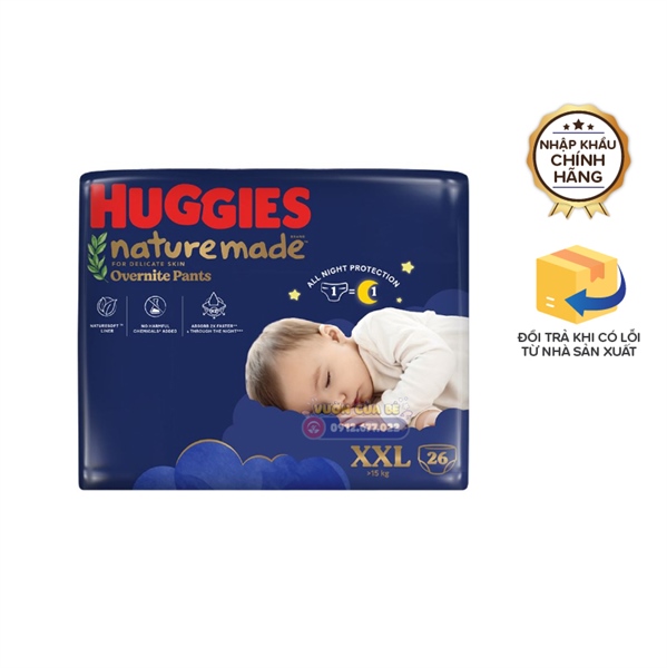 Bỉm Huggies Việt Nam size 06 XXL 26 miếng (>15kg) – Loại nature ban đêm