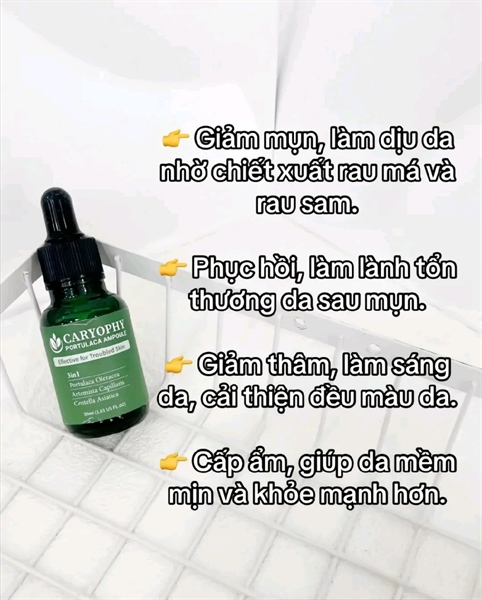 Serum Caryophy Portulaca Ampoule giảm mụn mờ thâm se lỗ chân lông 30ml