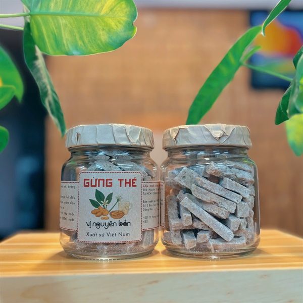 Gừng Thẻ Vị Nguyên Bản - Hũ Thủy Tinh