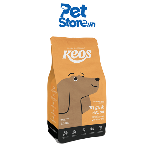 Hạt Cho Chó Keos Adult - Chó Trưởng Thành Vị Gà & Rau Củ 400g
