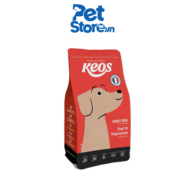 Hạt Cho Chó Keos Adult - Chó Trưởng Thành Vị Bò & Rau Củ 1.5kg
