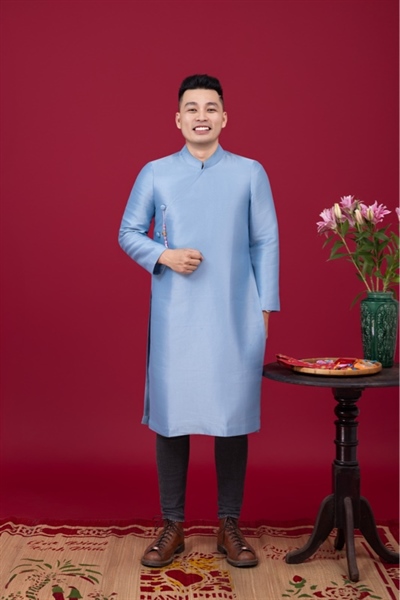 Áo dài nam 3 nút bọc xéo