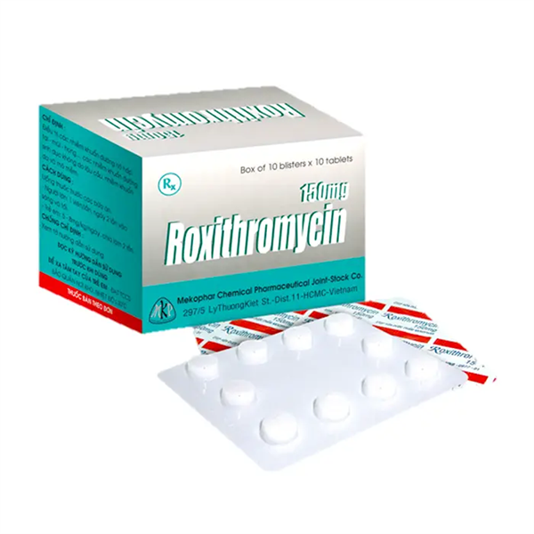 Roxithromycin 150mg Mekophar (Hộp 10 vỉ x 10viên)