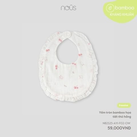 Yếm tròn bamboo Nous 25NB2S25-AY1-F02-OW-FS thỏ hồng