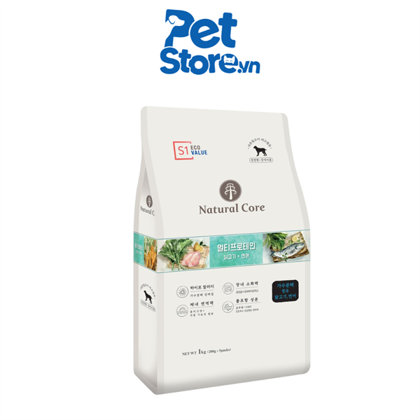 Hạt Cho Chó Natural Core S1 - Vị Thịt gà & Cá Hồi 1kg