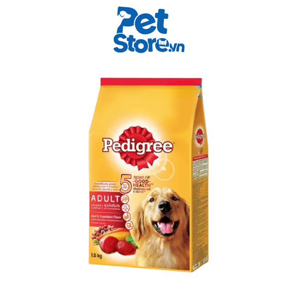 Hạt Cho Chó Pedigree Adult - Chó Trưởng Thành Vị Bò Rau Củ 1.5kg