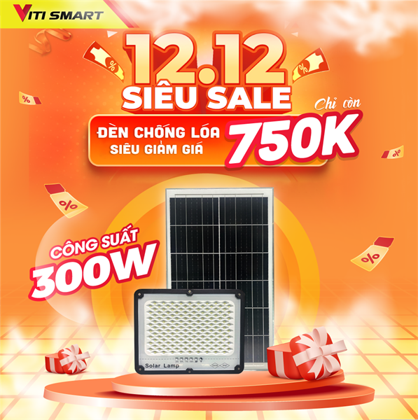 Đèn pha năng lượng mặt trời chống lóa VITI SMART công suất - 300 W