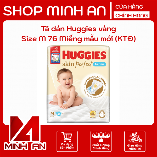 Tã dán Huggies vàng Size M 76 Miếng mẫu mới (KTĐ)