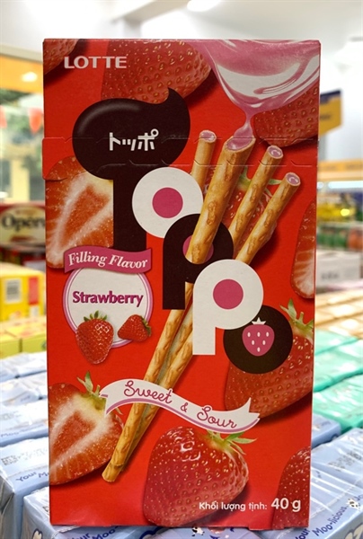 Bánh que Toppo nhân kem dâu 40g