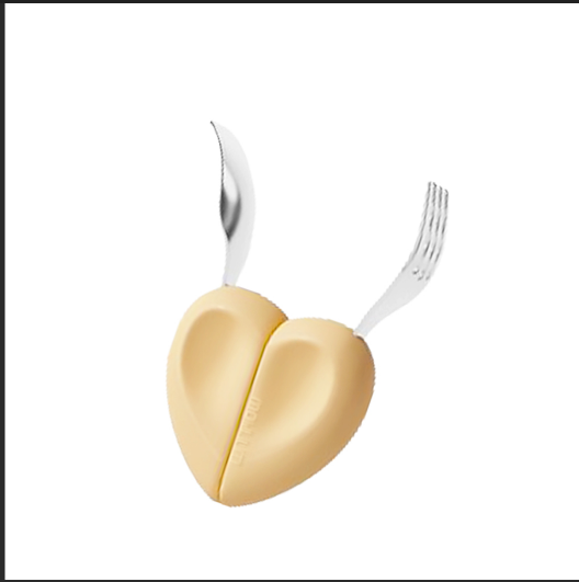 Bộ thìa nĩa trái tim Moyuum màu vàng - Hàn Quốc