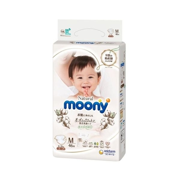 Bỉm Moony Natural - Nhật Bản - size M dán (46 miếng) (Bịch)-T4