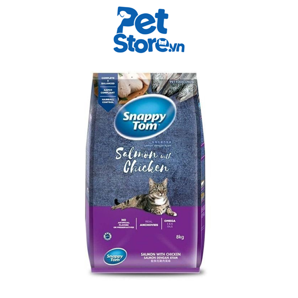 Thức Ăn Hạt Cho Mèo Snappy Tom - Vị Cá Cơm Sấy Cá Hồi & Gà 1.5kg