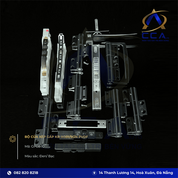 Bộ cửa xếp gấp KB-XG01 màu đen , sơn PVDF