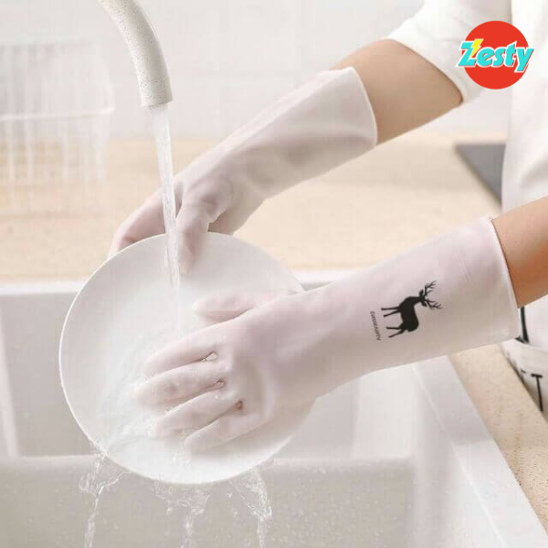 Găng Tay Cao Su Hình Con Hươu Siêu Dai – Găng Tay Rửa Chén Bát Chống Thủng, Bảo Vệ Tay, Dùng Cho Nhà Bếp