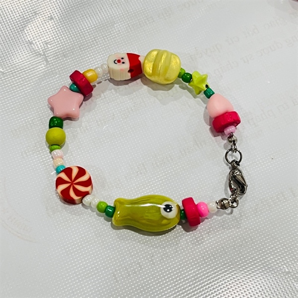 Vòng tay ALLIN LN Cá gốm sắc màu Giáng Sinh