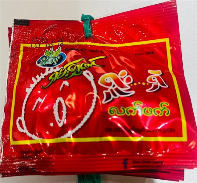 019-ရှမ်းရွှေတောင်-ရှူးရှဲ လက်ဖက်အထုပ် Dây 10 gói (đỏ)