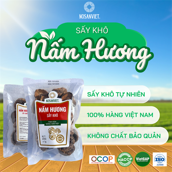 Nấm hương sấy khô 20g (mẫu mới)