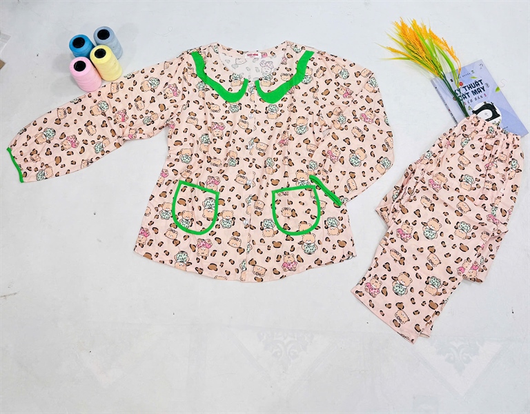 Bộ tole lanh- Tay dài quần dài cổ sen 2 lớp cho mẹ TH