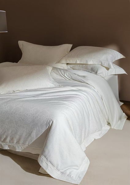 Bộ ga | A - Gấm Cotton Ai Cập dệt nổi dày 140S | B - Cotton Tencel 100S - Trắng kem - XBD01.KEM