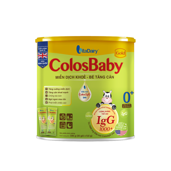 Sữa ColosBaby Miễn dịch khỏe - Bé tăng cân (Sữa non ColosIgG 24h) (Hộp 35 gói x 9,6g) - VitaDairy (Gói)