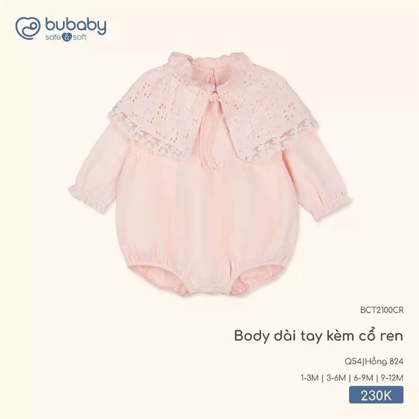 CT2100 - 3M/9M Body dài tay kèm cổ ren Bubaby