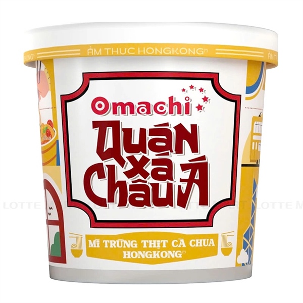 Mì quán xá Châu Á Omachi trứng cà chua Hồng Kông 107g