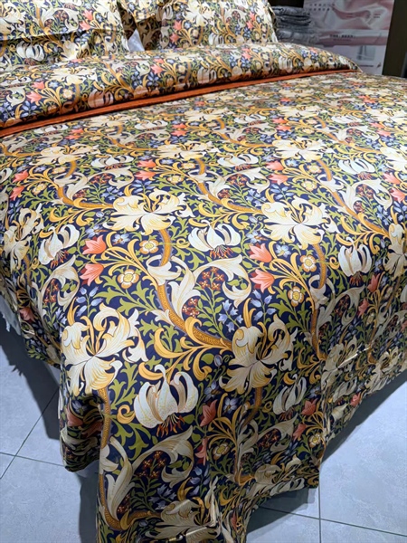 Bộ ga William Morris | Cotton Tencel - HB04.01 - Hoa vàng ga cam