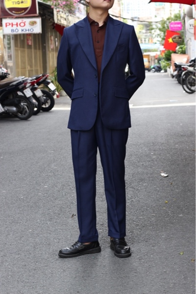 Navy Hopsack Peak Label 2 Pieces Suit