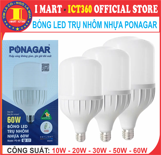 Bóng Led Trụ Nhôm Nhựa PONAGAR