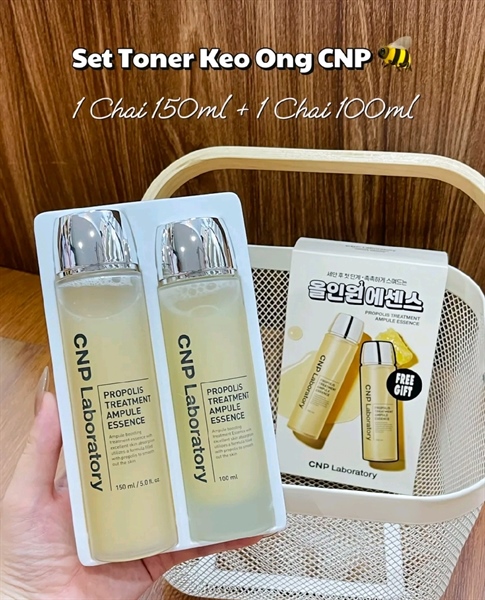 Set nước thần keo ong phục hồi da CNP Laboratory Treatment Ampoule Essence (100ml + 150ml)