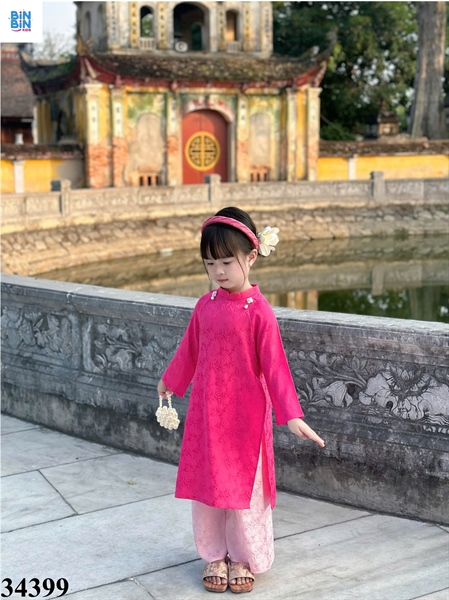34399- Áo dài Cúc Chi lụa hồng