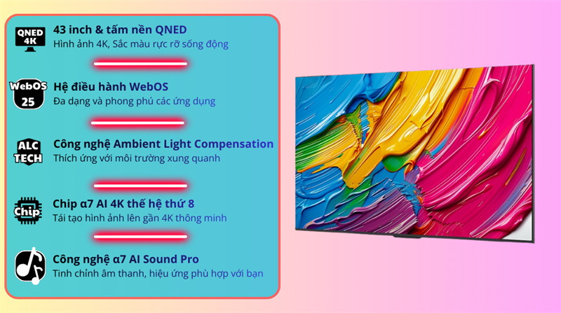 Smart Tivi LG QNED AI 4K 43 Inch 43QNED80ASA 2025 - Indonesia
