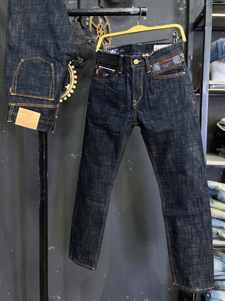 Jean Dài-QC VIP 5KM Selvedge- 8010 Xanh đậm viền caro