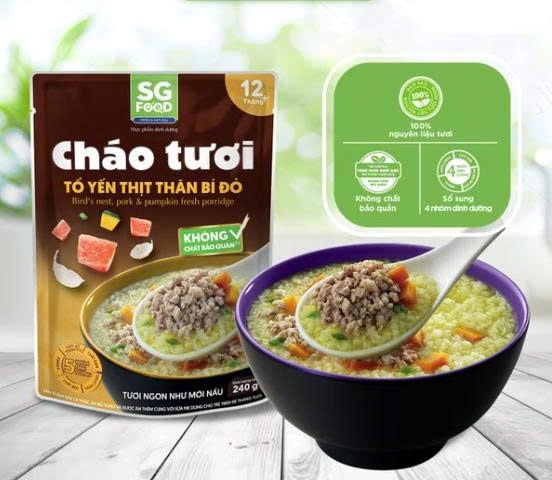 SG Food cháo tươi tổ yến thịt thăn bí đỏ 240g - Fresh porridge