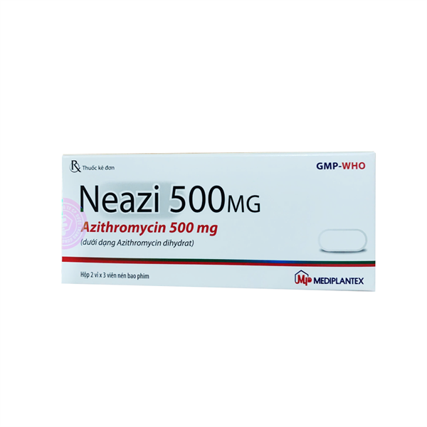 Neazi 500mg (Azithromycin 500) (Hộp 2 vỉ x 3 viên) - Mediplantex