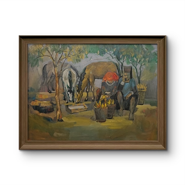 Chiều xuống bản - Tranh lâu năm - 85x120 cm