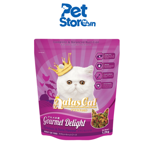 Thức Ăn Hạt Cho Mèo AAtas Gourmet Delight - Vị Cá Ngừ & Gà 1.2kg