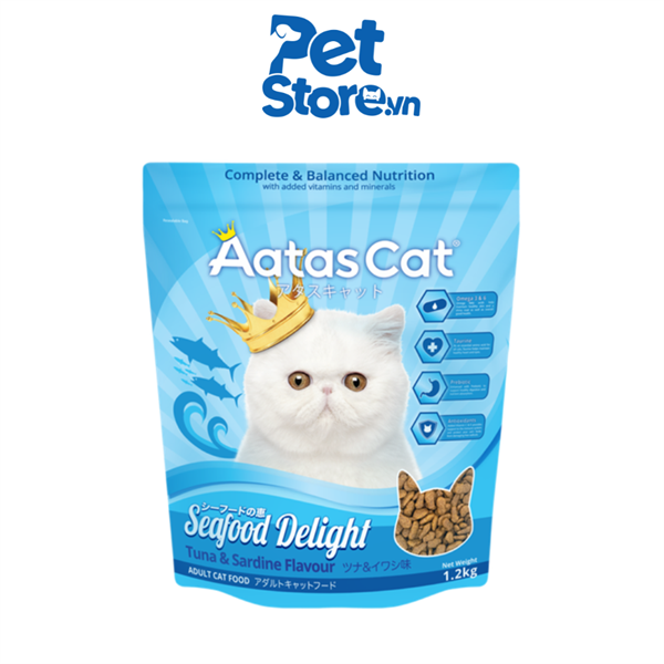 Thức Ăn Hạt Cho Mèo AAtas Gourmet Delight - Vị Cá Mòi & Cá Ngừ
