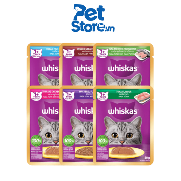 Pate Cho Mèo Whiskas - Vị Cá Hồi & Gà 80g