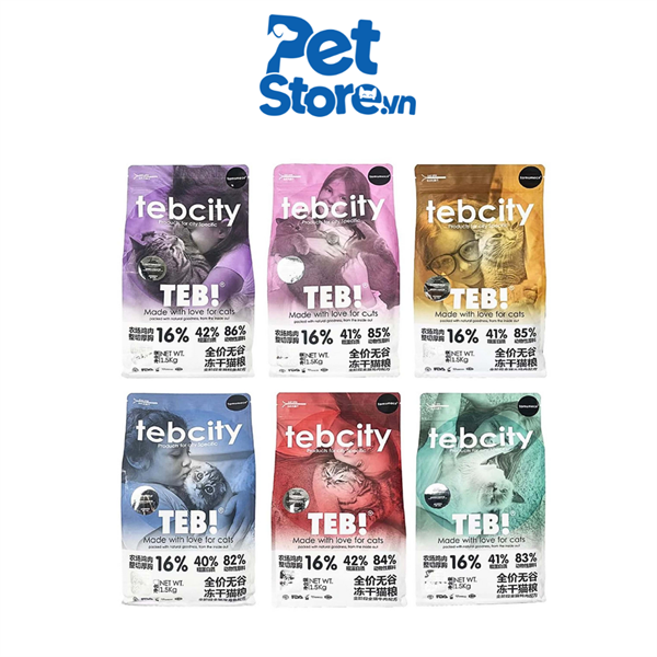 Thức Ăn Hạt Cho Mèo Teb City E5 - Vị Gà 1.5kg