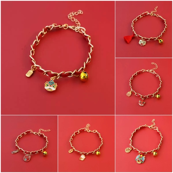 PU - Vòng cổ phối dây da và xích Tết kèm chuông nhỏ 25-32cm