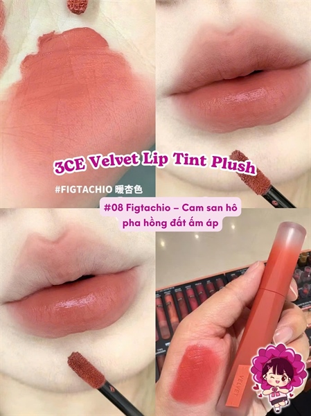 3CE - Son stylenanda velvet lip tint plush #08 figtachio