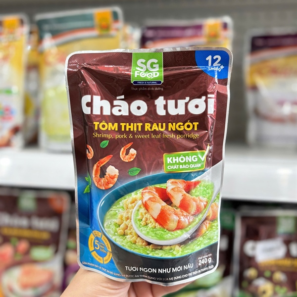 Cháo tươi SG Food Tôm thịt rau ngót 12M+