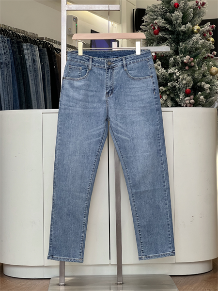 Quần Jean dài Slim Fit xanh trơn màu retro 2124.4