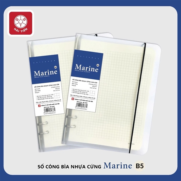 Sổ còng bìa nhựa cứng B5 200TR Marine HT8878 - Kẻ ngang