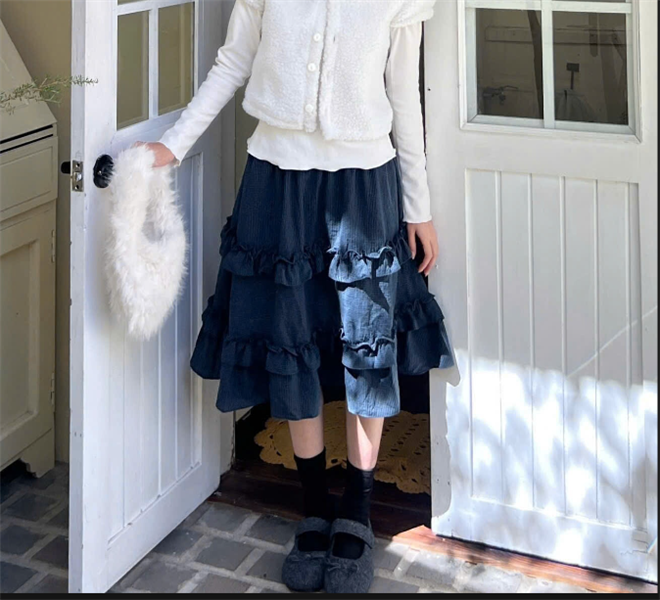 AREUM Chân váy caro tầng lưng chun Rina Skirt - XANH ĐẬM - Freesize