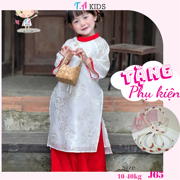 J65 (10-40kg) Áo dài trắng gấm
