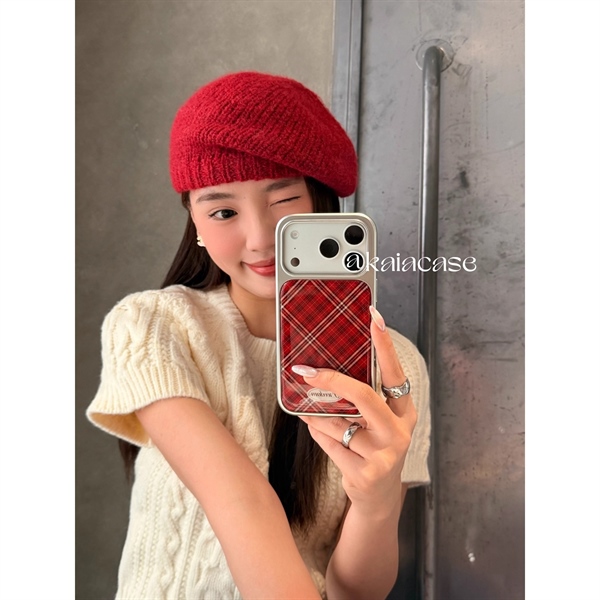 Case Caro Đỏ Viền Xám - 13/14