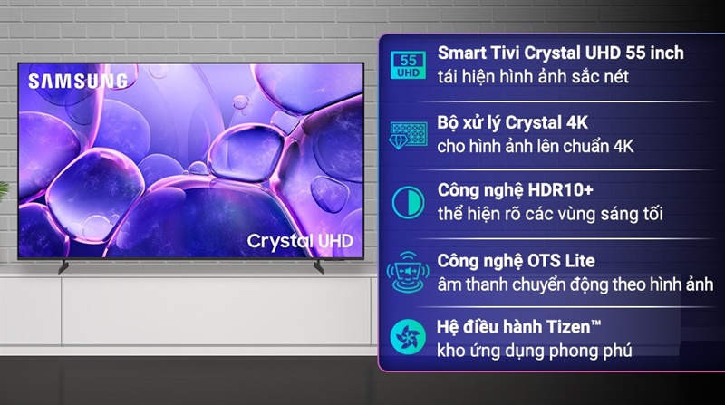 Smart Tivi Crystal UHD Samsung 4K 55 inch UA55U8550F 2025 - Việt Nam (TNX.8T)