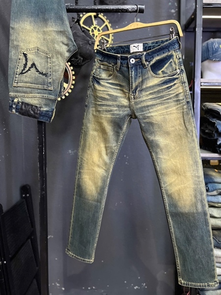 Jean QC VIP-JK0413 was đồng retro túi thêu đen